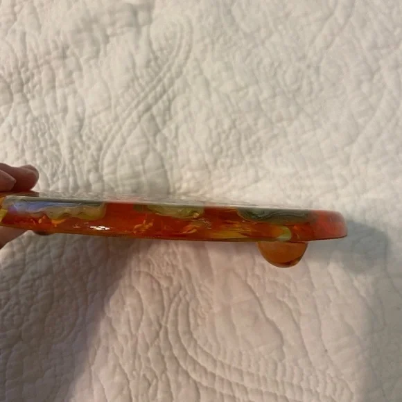 Vintage Colorflo Abalone Shell Trivet-Glasslike Resin - Picture 3 of 6